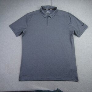 Nike Golf Polo Shirt Mens Medium Blue Striped Dri-Fit  Short Sleeve Performance